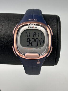 Timex Ironman Digital Watch Women 33mm Blue Pink Indiglo Silicone Band 10Lap
